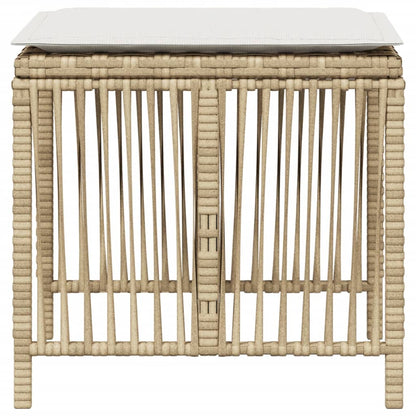 Sgabelli Giardino con Cuscini 4pz Beige 41x41x36cm Polyrattan - homemem39