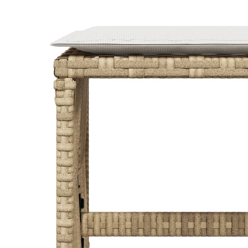 Sgabelli Giardino con Cuscini 4pz Beige 41x41x36cm Polyrattan - homemem39