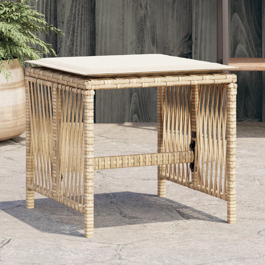 Sgabelli Giardino con Cuscini 4pz Beige 41x41x36cm Polyrattan - homemem39