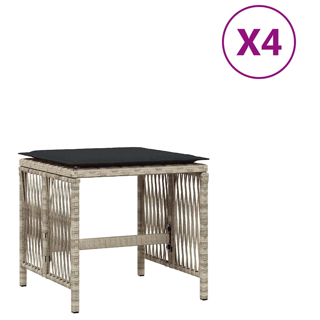 Sgabelli Giardino Cuscini 4pz Grigio Chiaro 41x41x36 Polyrattan | homemem39