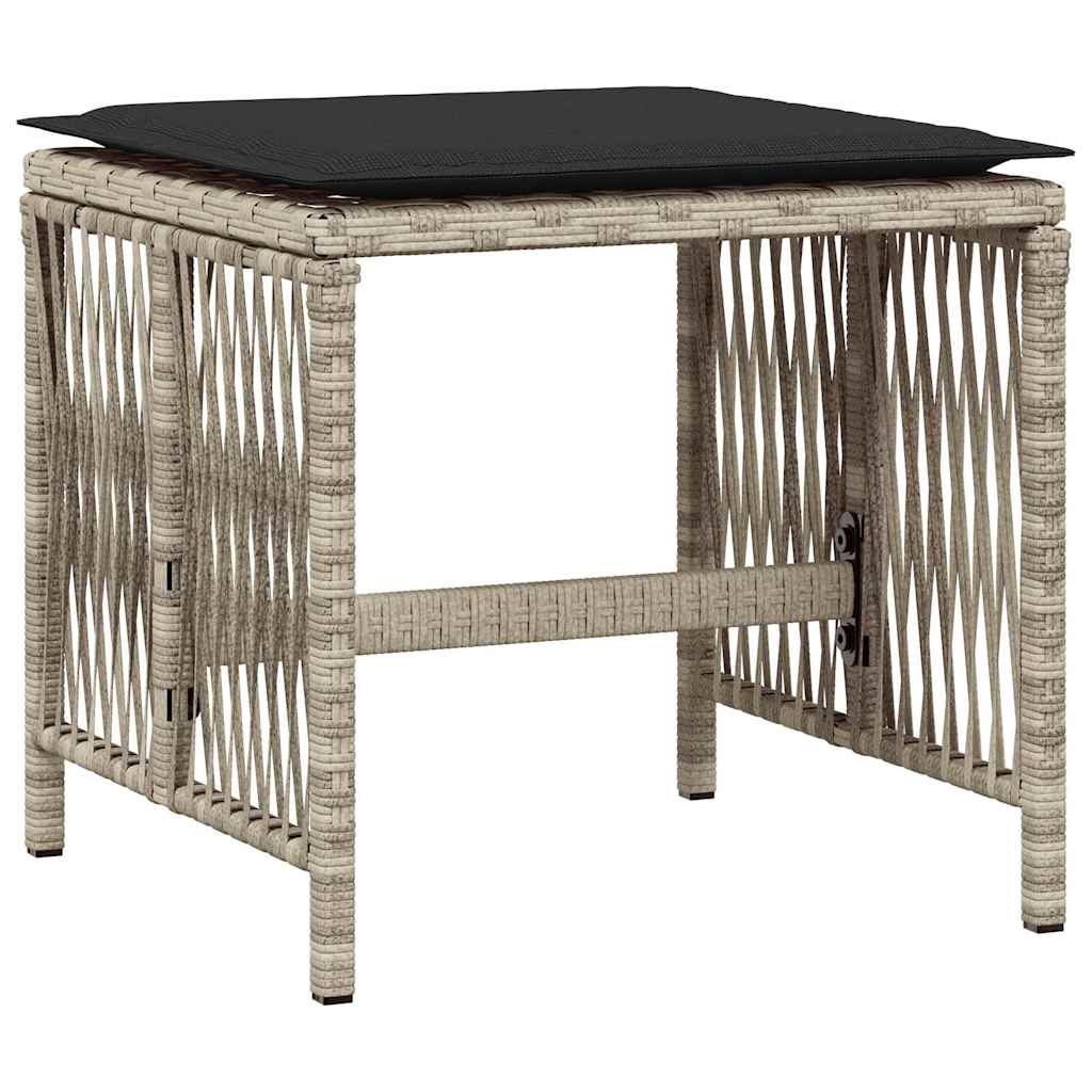 Sgabelli Giardino Cuscini 4pz Grigio Chiaro 41x41x36 Polyrattan | homemem39