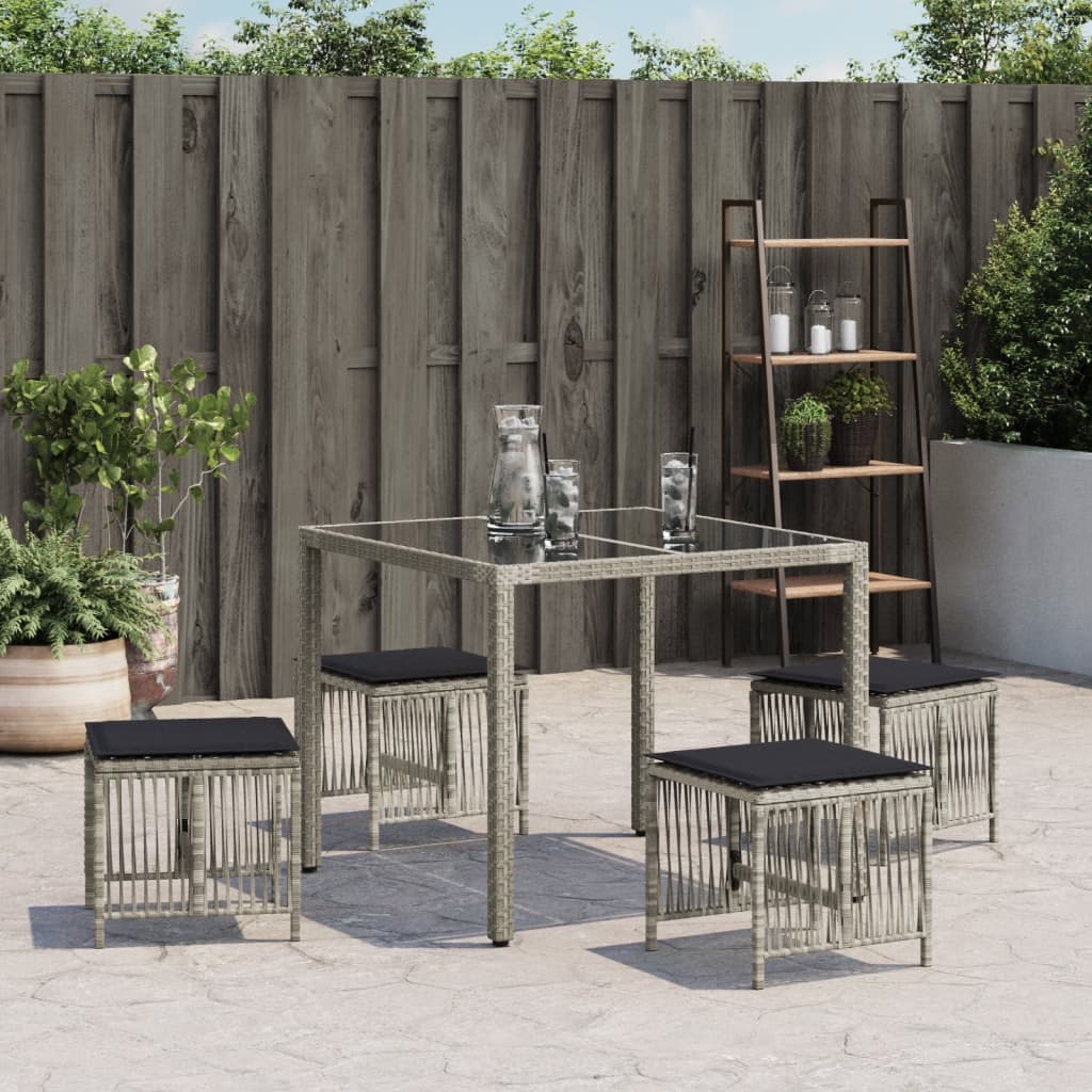 Sgabelli Giardino Cuscini 4pz Grigio Chiaro 41x41x36 Polyrattan - homemem39