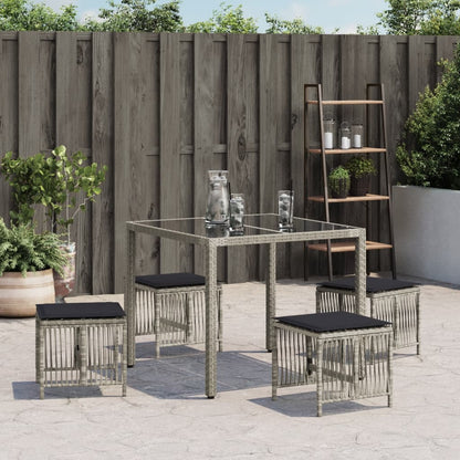Sgabelli Giardino Cuscini 4pz Grigio Chiaro 41x41x36 Polyrattan - homemem39