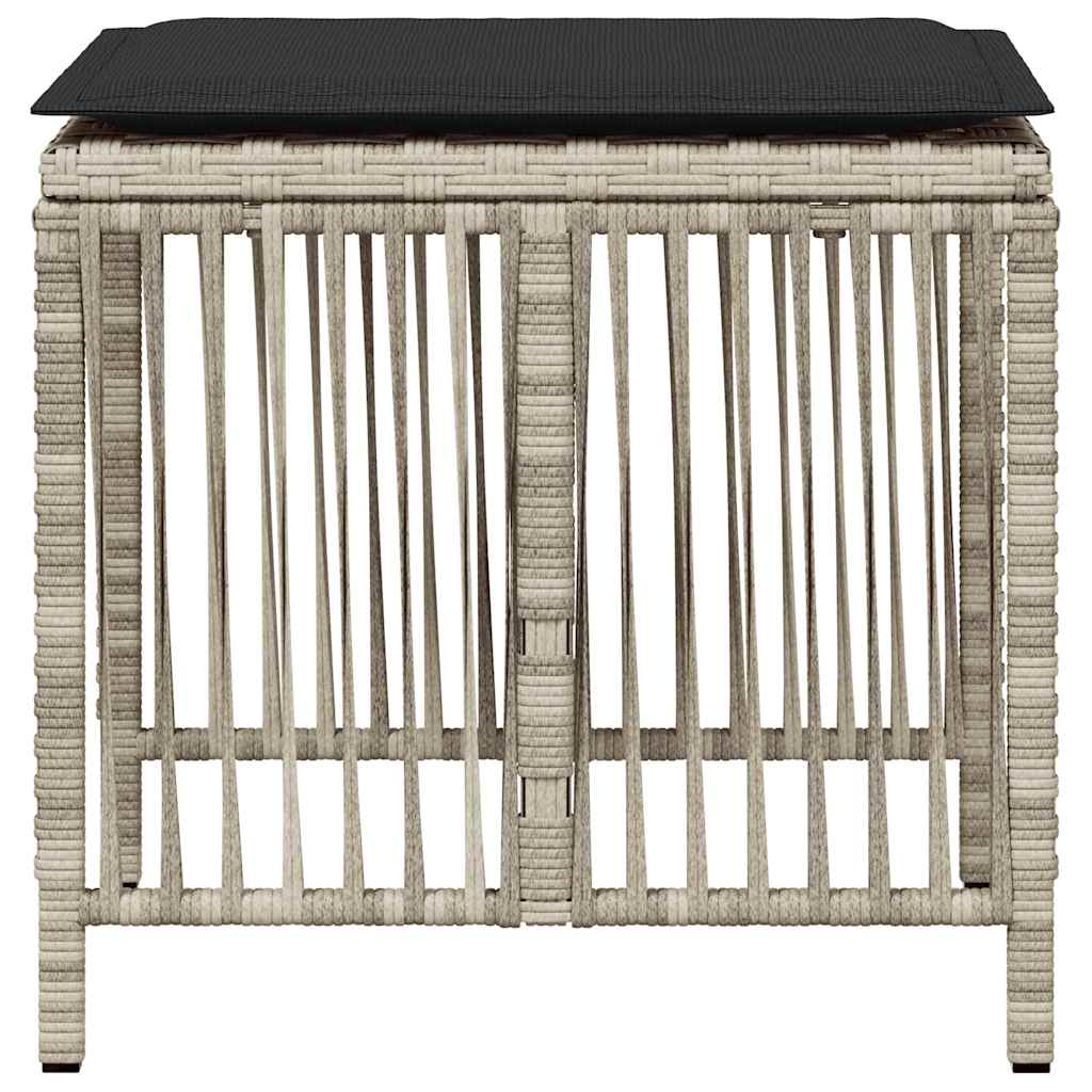 Sgabelli Giardino Cuscini 4pz Grigio Chiaro 41x41x36 Polyrattan | homemem39