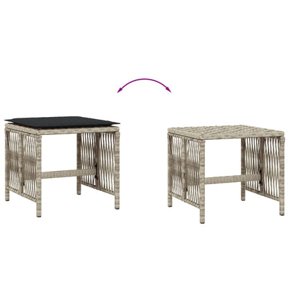 Sgabelli Giardino Cuscini 4pz Grigio Chiaro 41x41x36 Polyrattan - homemem39