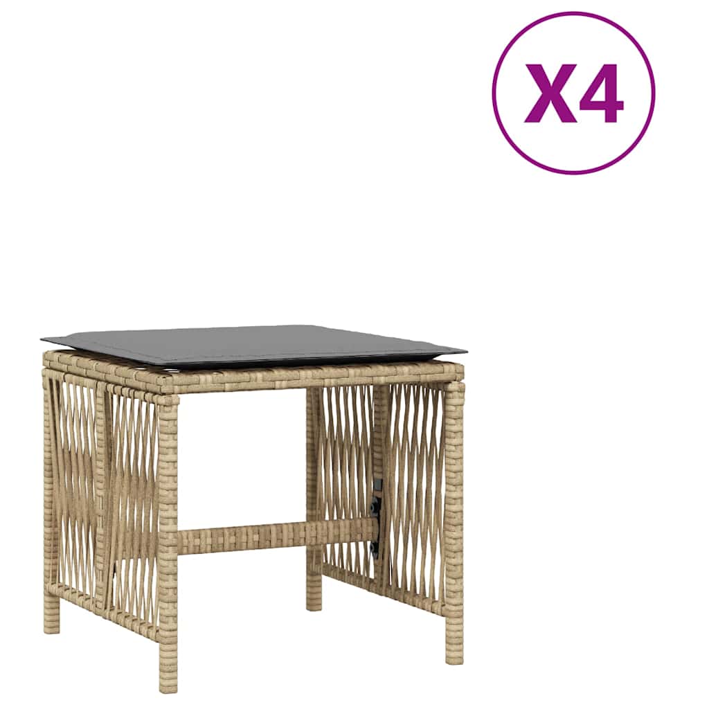 Sgabelli Giardino Cuscini 4pz Beige Misto 41x41x36cm Polyrattan | homemem39