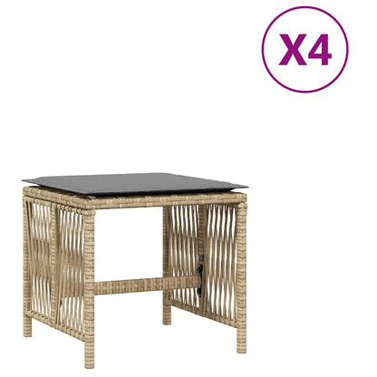Sgabelli Giardino Cuscini 4pz Beige Misto 41x41x36cm Polyrattan | homemem39