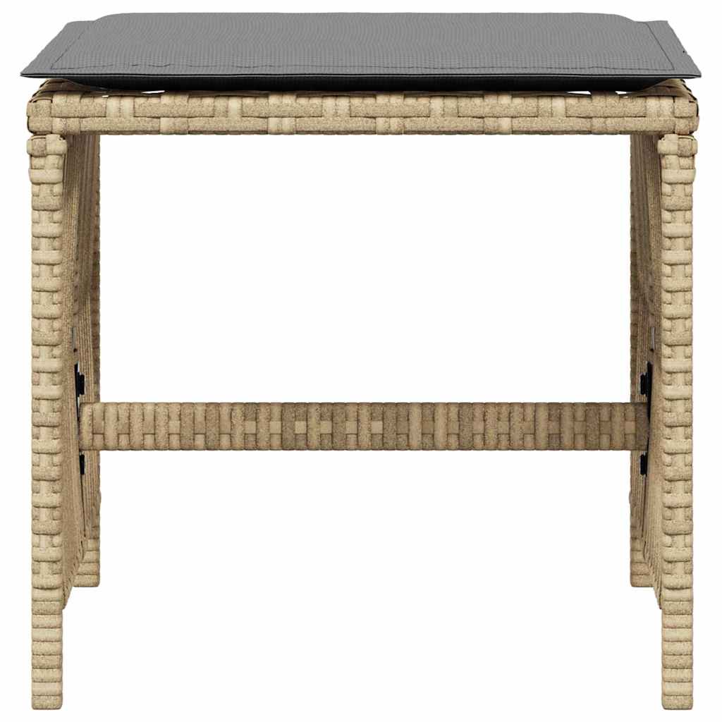 Sgabelli Giardino Cuscini 4pz Beige Misto 41x41x36cm Polyrattan | homemem39