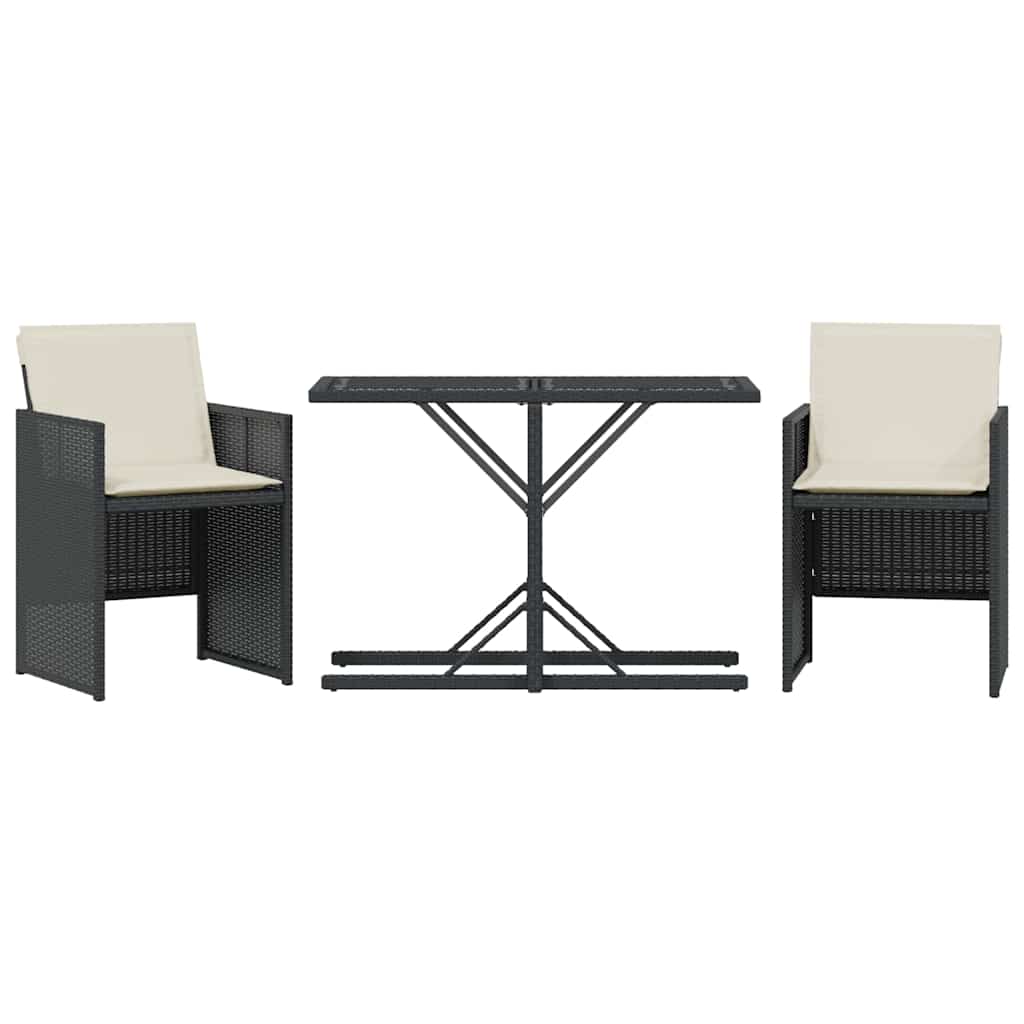 Set da Bistrò 3 pz con Cuscini Nero in Polyrattan | homemem39