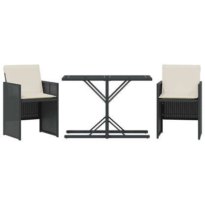 Set da Bistrò 3 pz con Cuscini Nero in Polyrattan | homemem39