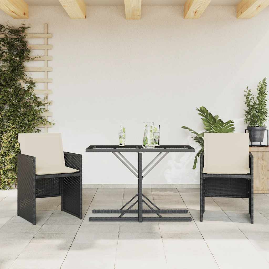 Set da Bistrò 3 pz con Cuscini Nero in Polyrattan | homemem39