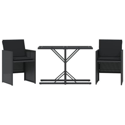 Set da Bistrò 3 pz con Cuscini Nero in Polyrattan - homemem39