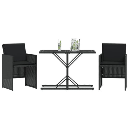 Set da Bistrò 3 pz con Cuscini Nero in Polyrattan - homemem39