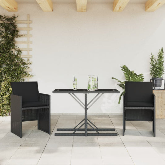 Set da Bistrò 3 pz con Cuscini Nero in Polyrattan - homemem39