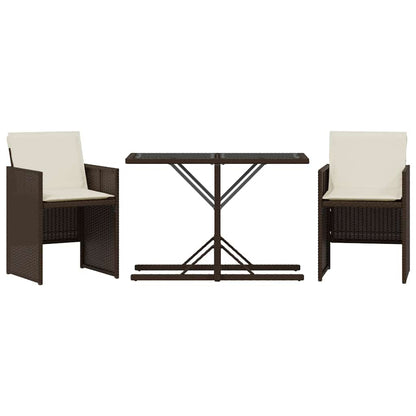 Set Bistrò 3 pz con Cuscini Marrone in Polyrattan | homemem39