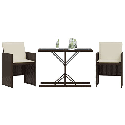 Set Bistrò 3 pz con Cuscini Marrone in Polyrattan | homemem39