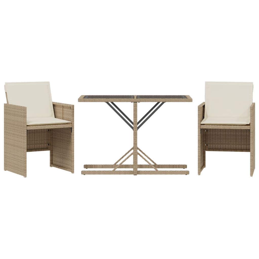 Set da Bistrò 3 pz con Cuscini Beige in Polyrattan | homemem39