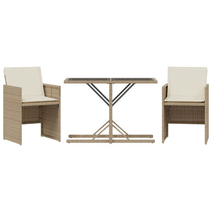 Set da Bistrò 3 pz con Cuscini Beige in Polyrattan | homemem39