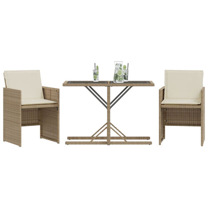 Set da Bistrò 3 pz con Cuscini Beige in Polyrattan | homemem39