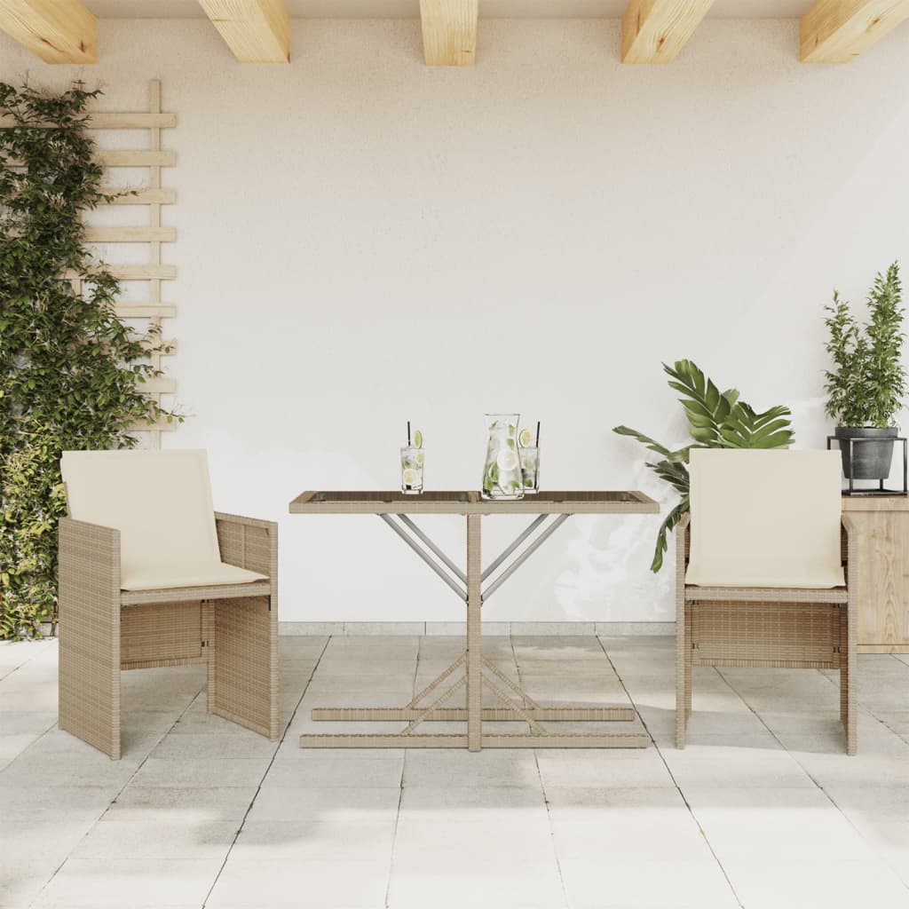 Set da Bistrò 3 pz con Cuscini Beige in Polyrattan | homemem39