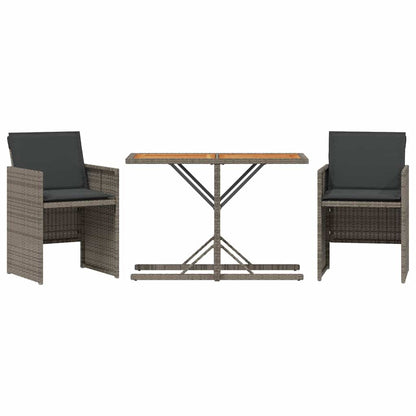 Set da Bistrò 3 pz con Cuscini Grigio in Polyrattan | homemem39