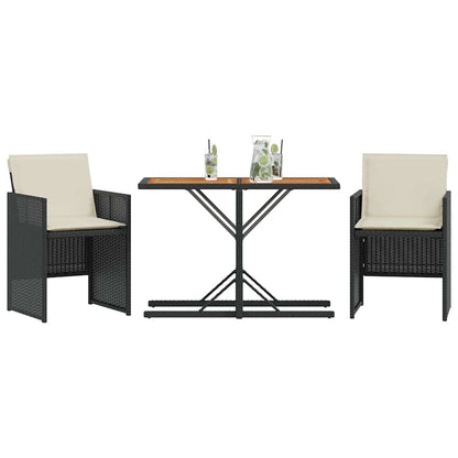 Set da Bistrò 3 pz con Cuscini Nero in Polyrattan | homemem39