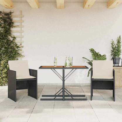 Set da Bistrò 3 pz con Cuscini Nero in Polyrattan | homemem39