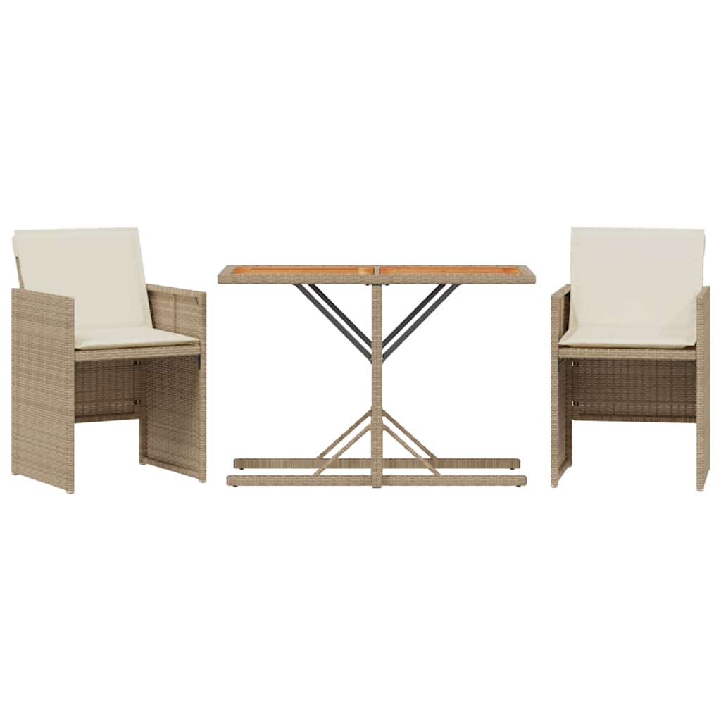Set da Bistrò 3 pz con Cuscini Beige in Polyrattan | homemem39