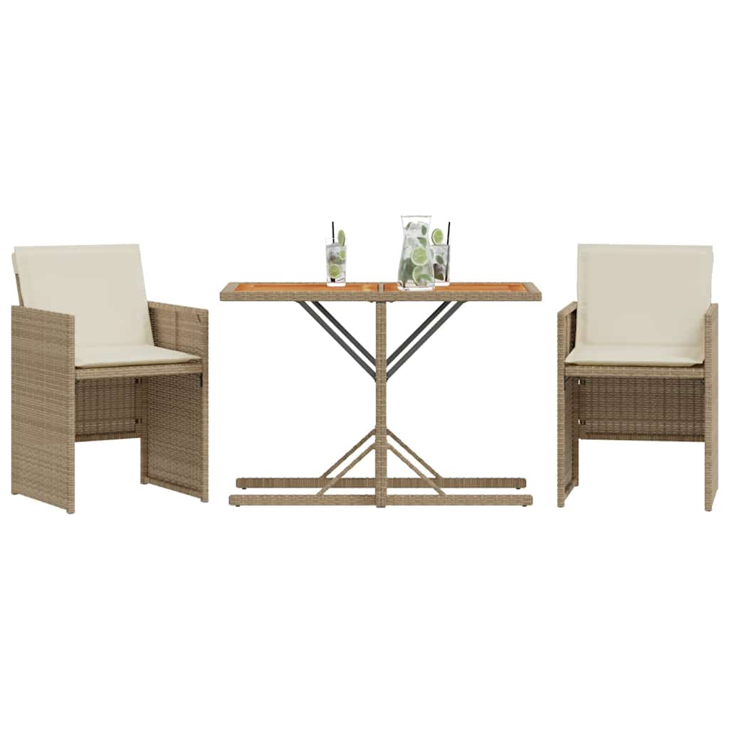 Set da Bistrò 3 pz con Cuscini Beige in Polyrattan | homemem39