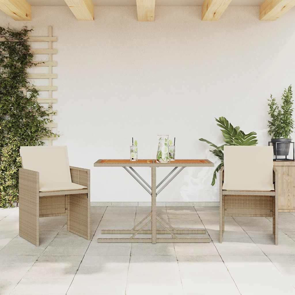 Set da Bistrò 3 pz con Cuscini Beige in Polyrattan | homemem39