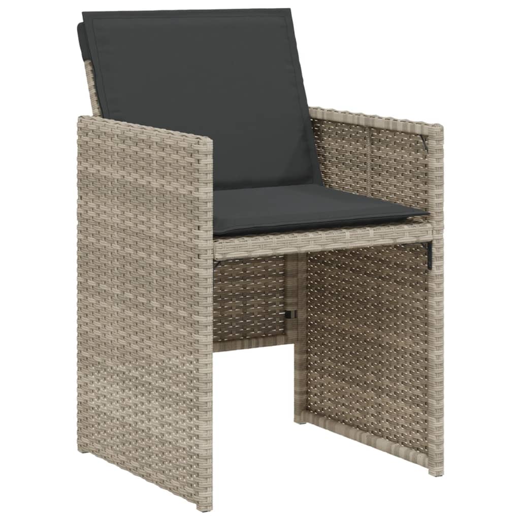 Set da Bistrò 3 pz con Cuscini Grigio Chiaro in Polyrattan