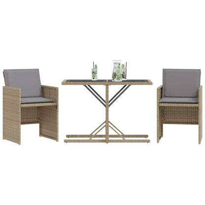 Set da Bistrò 3 pz con Cuscini Beige Misto in Polyrattan | homemem39