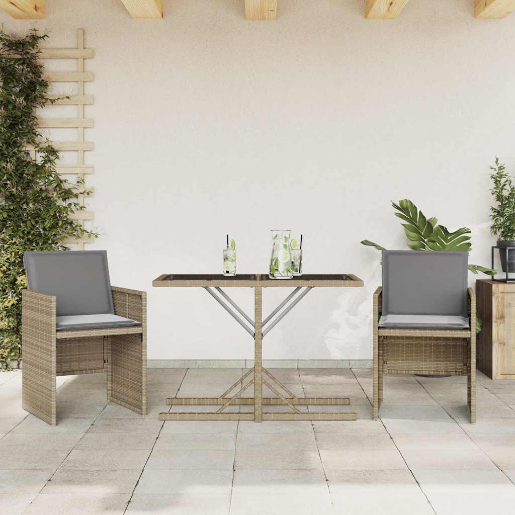 Set da Bistrò 3 pz con Cuscini Beige Misto in Polyrattan | homemem39