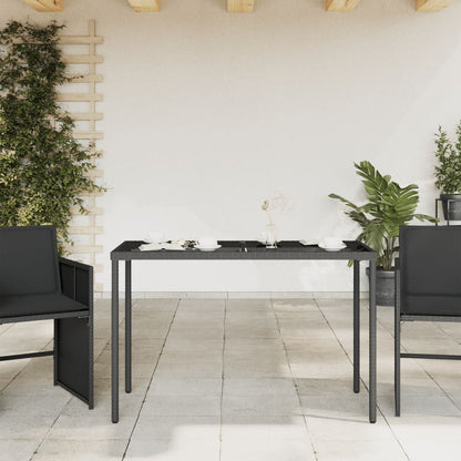 Tavolo da Giardino Piano in Vetro Nero 115x54x74 cm Polyrattan