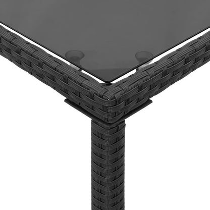 Garden Table Black Glass Top 115x54x74 cm Polyrattan