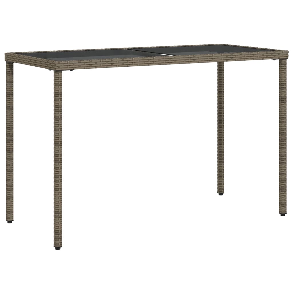 Garden Table Gray Glass Top 115x54x74cm Polyrattan