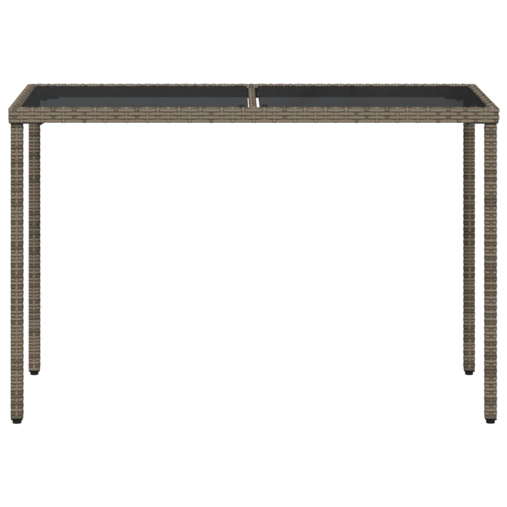 Tavolo da Giardino Piano in Vetro Grigio 115x54x74cm Polyrattan