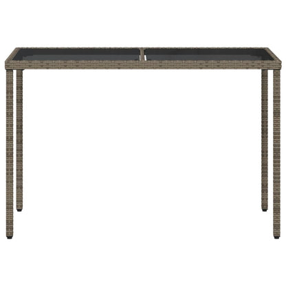 Garden Table Gray Glass Top 115x54x74cm Polyrattan