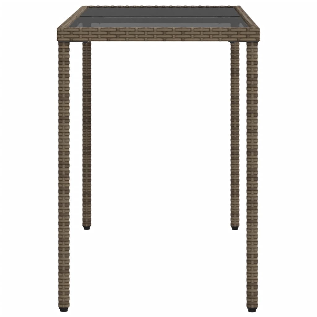 Tavolo da Giardino Piano in Vetro Grigio 115x54x74cm Polyrattan