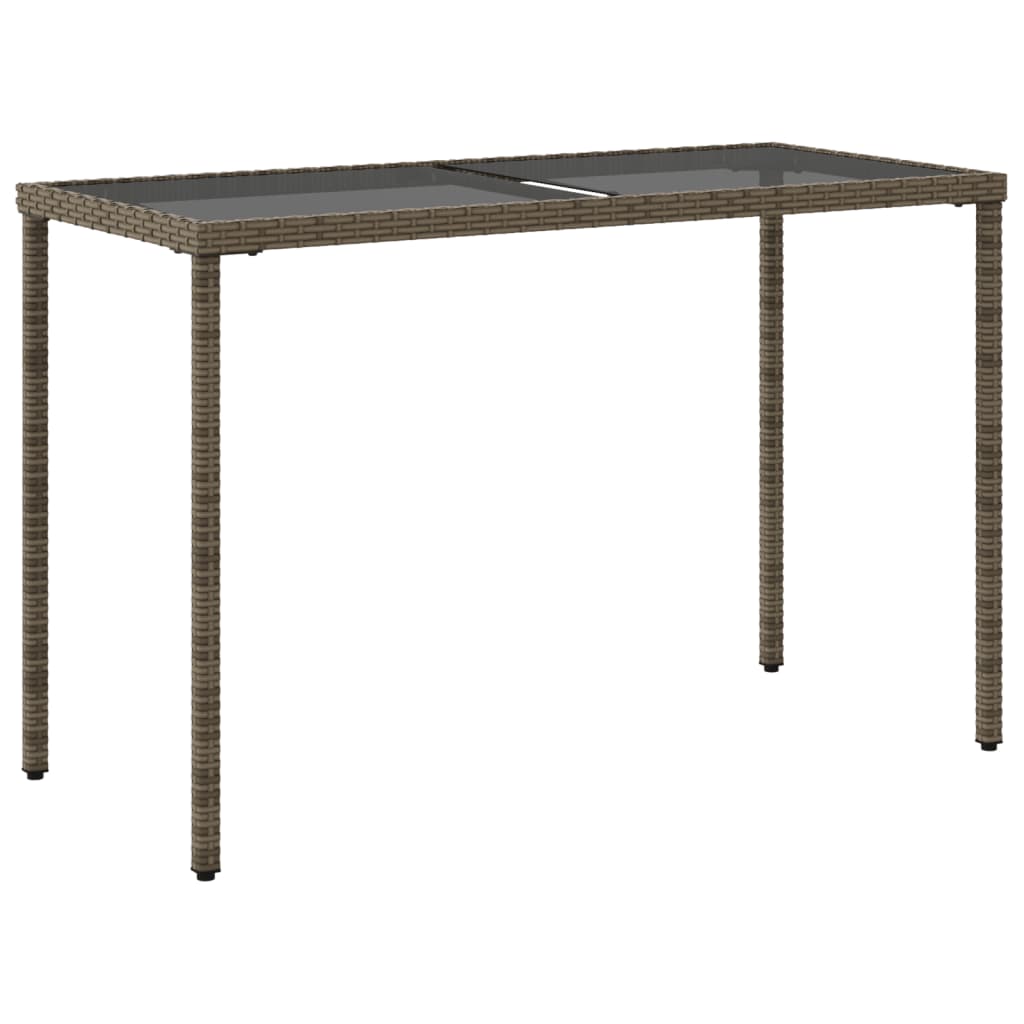 Garden Table Gray Glass Top 115x54x74cm Polyrattan