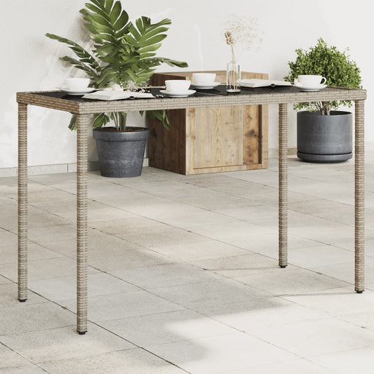 Garden Table Gray Glass Top 115x54x74cm Polyrattan