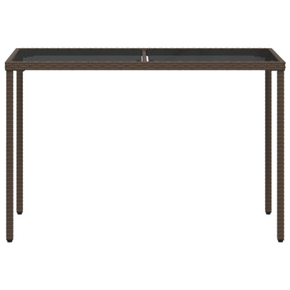 Garden Table with Brown Glass Top 115x54x74 cm Polyrattan