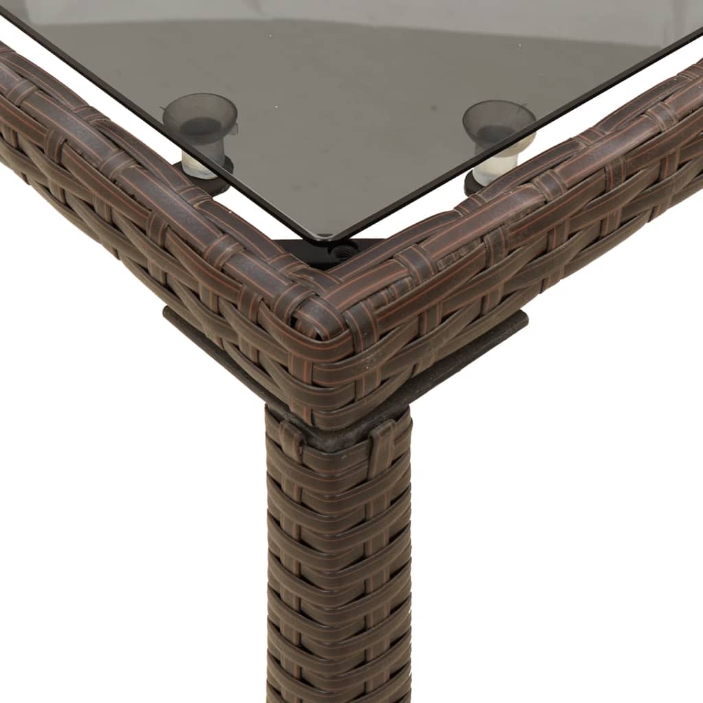 Garden Table with Brown Glass Top 115x54x74 cm Polyrattan