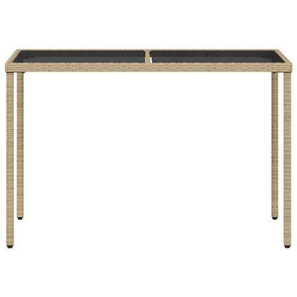 Tavolo da Giardino con Piano Vetro Beige 115x54x74cm Polyrattan