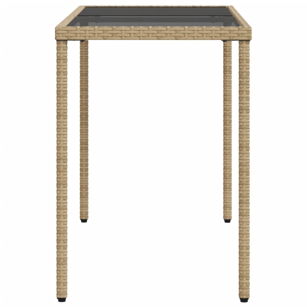 Tavolo da Giardino con Piano Vetro Beige 115x54x74cm Polyrattan