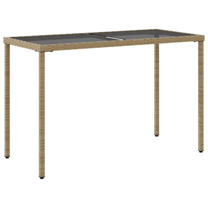 Tavolo da Giardino con Piano Vetro Beige 115x54x74cm Polyrattan