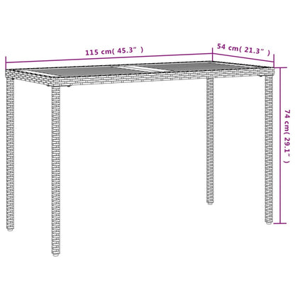 Tavolo Giardino Piano Legno Acacia Grigio 115x54x74 Polyrattan