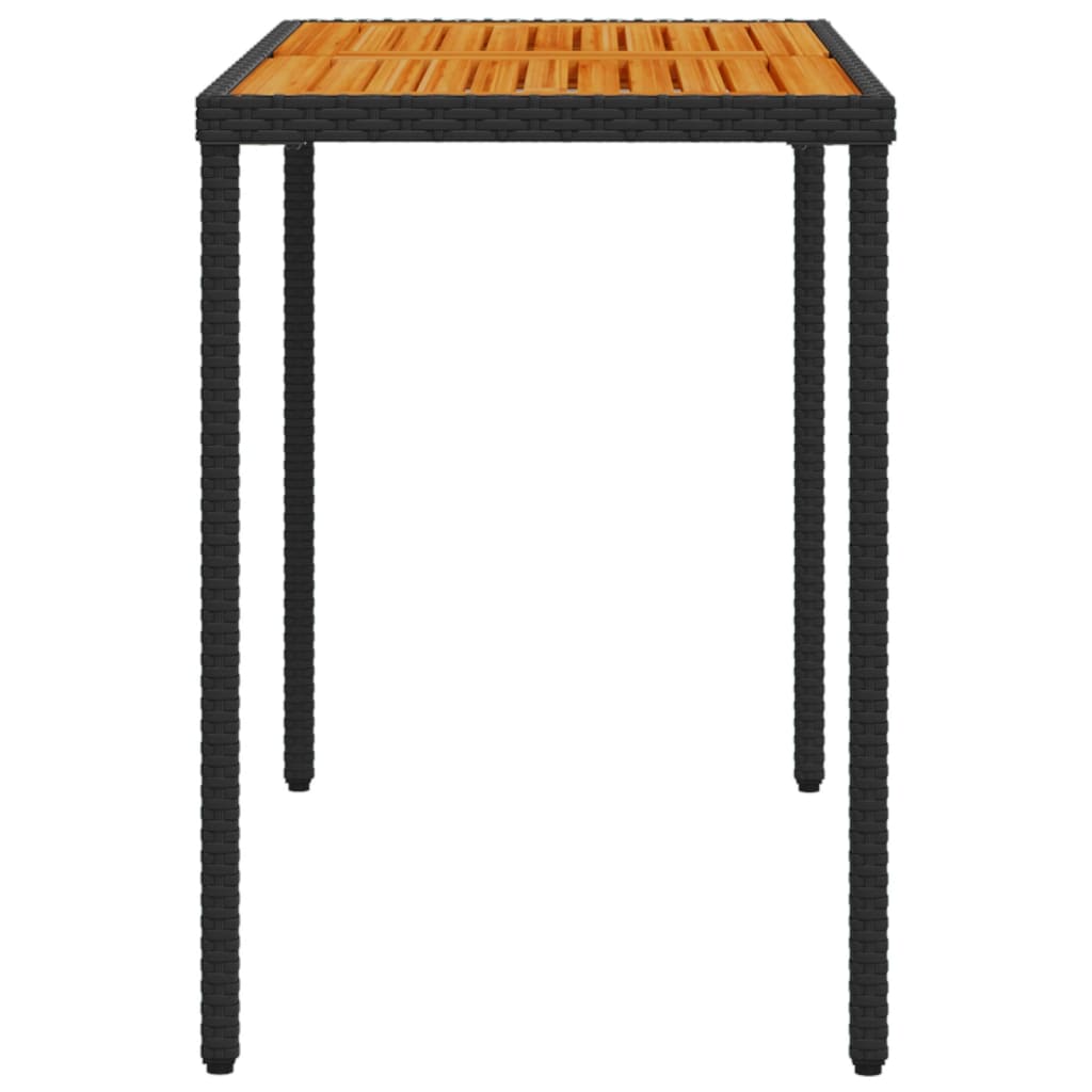 Garden Table Black Acacia Wood Top 115x54x74cm Polyrattan