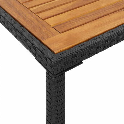 Tavolo Giardino Piano Legno Acacia Nero 115x54x74cm Polyrattan