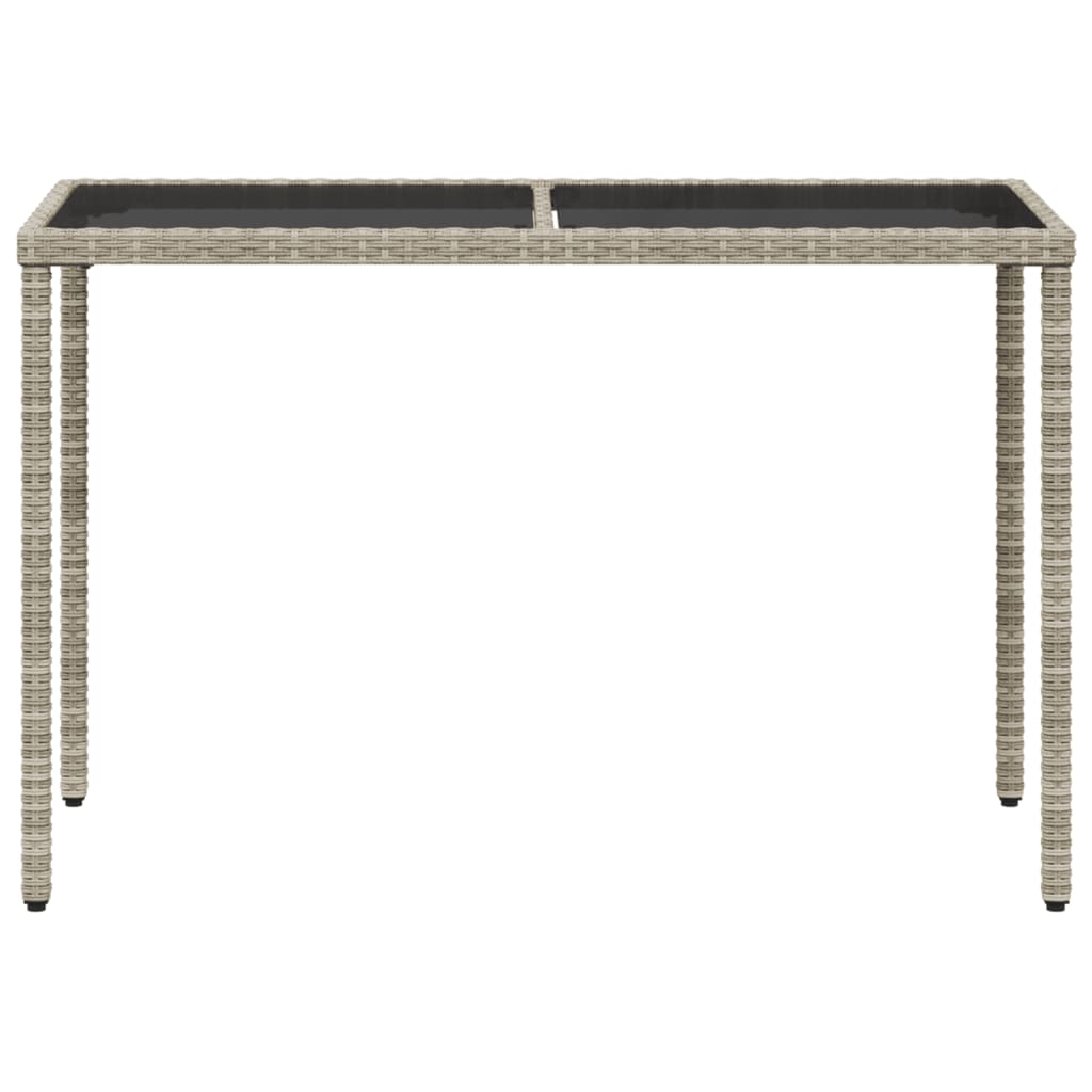 Tavolo Giardino Piano Vetro Grigio Chiaro 115x54x74 Polyrattan